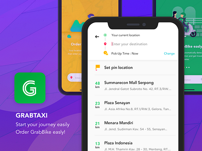 Grab Redesign Concept apps design enter destination grab illustration maps pick up ui ux visual design