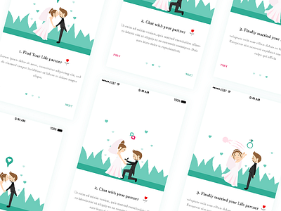 Wedding App Onboarding app chat illustration ios love marriage matrimony onboarding ui wedding app