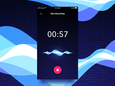 Voice Recoder for iOS app blue dark ios music record voice wave