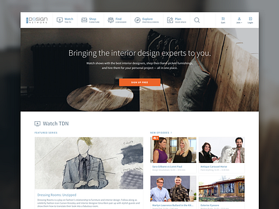 TDN Homepage carousel furniture homepage icons landing page navigation source sans pro video
