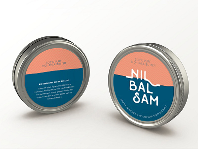 Nil Balsam adventure branding cosmetic cream graphic identity label logo retro shea butter tun can vintage