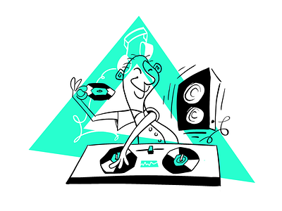 Dj Illustration dj illustration ink mid century cartoon record speaker