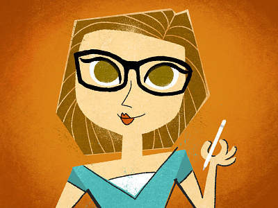 Mid Century Modern Self Portrait drawing illustration mid century self portrait