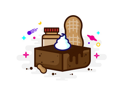 Peanut Butter Brownie brownie cake clean cream dessert flat foodie icon peanut peanutbutter space vector