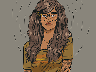 "Kelsie told me..." glasses hair illustration tattoos