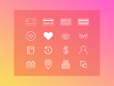 BloomNation Icon Collection account icons bloomnation credit card ecommerce icons gradient heart icon icon iconography icons visual design