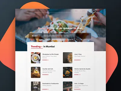 Food Site food food search red restaurant ui ux uxui web design website zomato