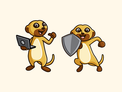 Meerkat Mascot - Final character mascot cute fun funny flat cartoon comic friendly animal happy smile illustrative illustration logo identity meerkat africa shield guard stand standing web security zoo nature safari