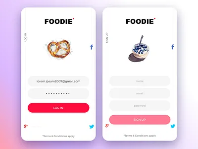 Foodie - A concept app design for the foodies. app colours design food foodie red user experience user interface