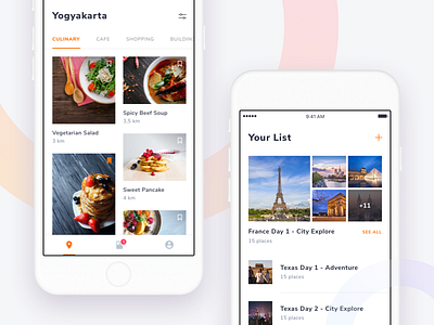 #Exploration | Itenerary App android app card city clean food ios photography tour travel