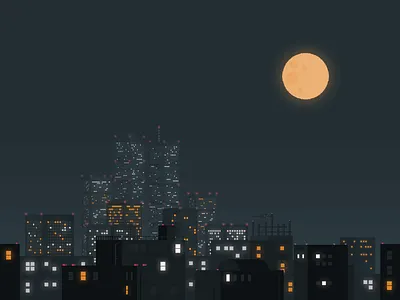 the night of pixel city pixel，city，photoshop，night