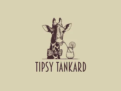 Tipsy Tankard barware character design drink food fun giraffe glass logo