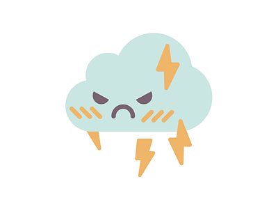 Cloudface Angry Lightning character cloud dead face figure illustration jump lightning person smile vector