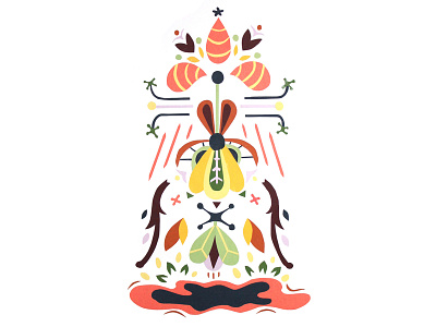 Pap3r abstract collage colorful cut paper flowers insects nature paper psychedelic puddle shapes water