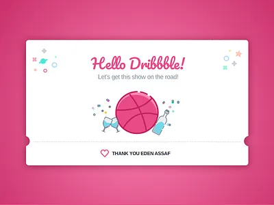 Hello Dribbble debut dribbble first shot hello hello dribbble illustration party ticket