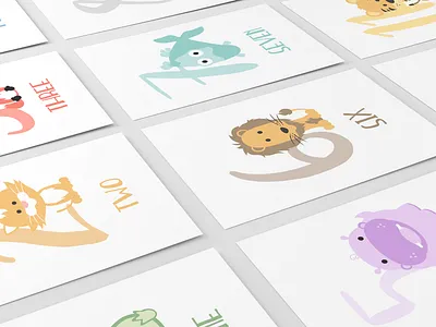Numbers Flashcards animals counting illustrations numbers