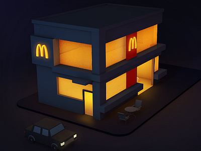 nignt buliding car city mcdonalds nignt