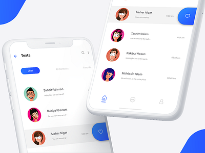Social App UI - 'Texts' avatar chat screen mobile app mobile ui social app ui user interface design ux