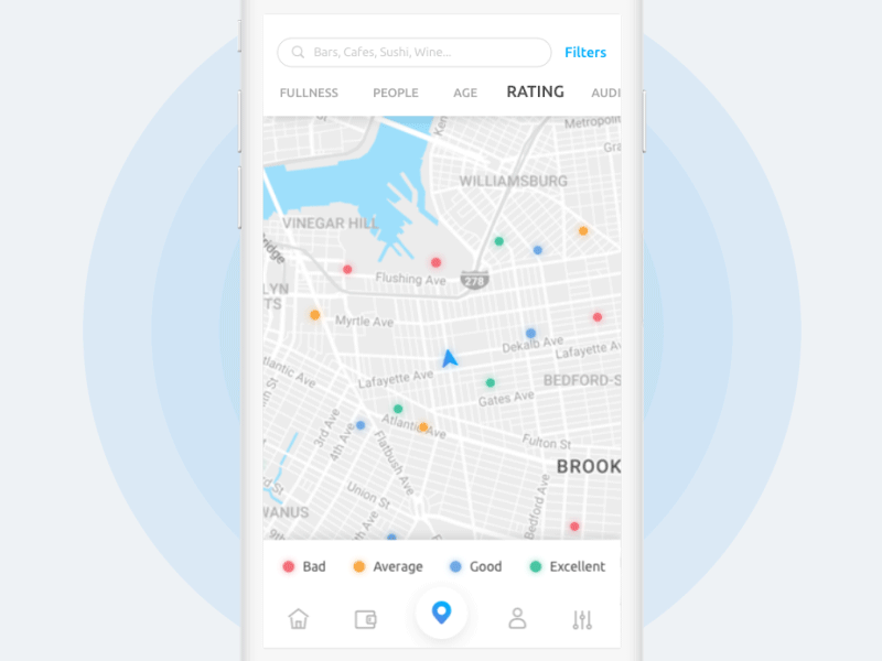 Pulse – Map View animation app bright clean ios map transition ui uiux ux venue white