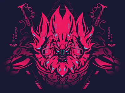 Lynel - Zelda BOTW blue botw fluo hyrule link lynel pink romain sentenac triforce vector zelda