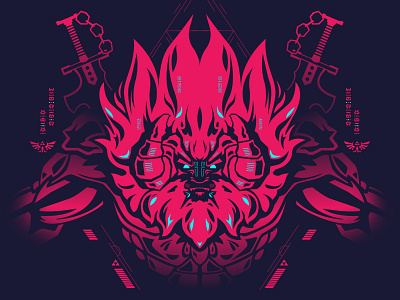 Lynel - Zelda BOTW blue botw fluo hyrule link lynel pink romain sentenac triforce vector zelda