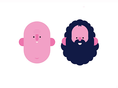 Bald and Bearded bald beard character gentlemen illustration