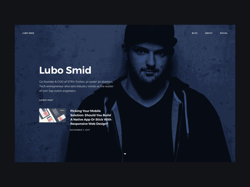 Lubo Smid Website animation dark parallax parallax effect personal principle profile strv strvcom website