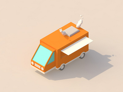 Food Truck car food foodtruck jeddah lowpoly smoke truck