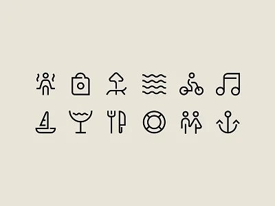 Icons for Spotlight Festival identity bar club graphic icon icons identity info infographics navigation ocean pictogram sea