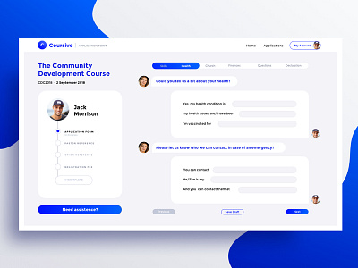 Conversational Student Form blue clean dashboard education minimal ui