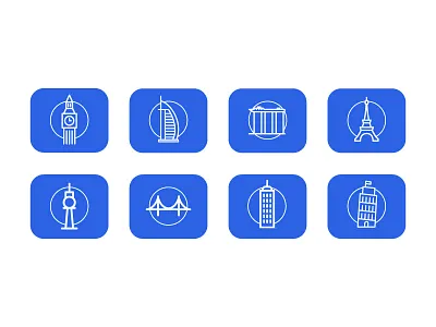 Cities blue cities icons illustrators symbols travel