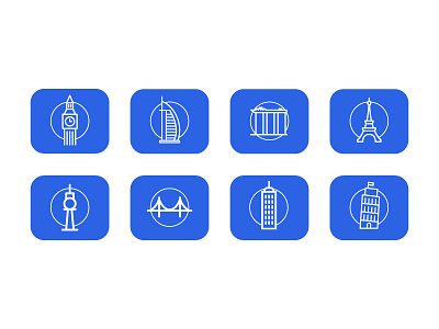 Cities blue cities icons illustrators symbols travel