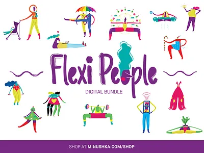 Flexi People Digital Bundle bundle buy character christmas digital illustration minushka parenting people relationships sport technology