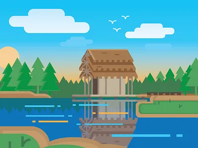 Pine Eagle Chapel building camp editorial illustration landscape mississippi outdoors scene