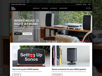 Play Media World ecommerce flexson homepage music play media shop sonos speakers web web design website wireless hifi