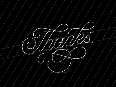 Thanks Script black and white flourish hand lettering handles lettering mono line script thanks vector