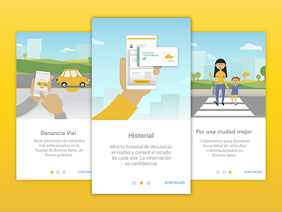 "Denuncia Vial" - On Boarding app buenosaires ciudad experiencia illustration ilustracion interfaz onboarding ui usuario ux