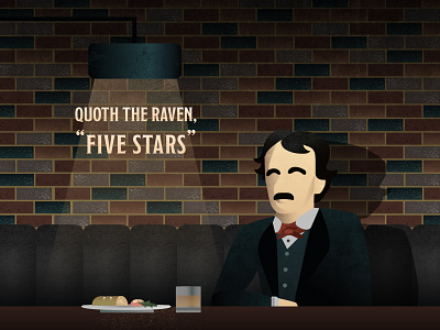 Quoth the Raven character dining edgar allan poe lighitng meal restaurant texture