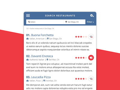 Day 44 – Favorites 044 dailyui favorite favorites food italian list restaurants ui uidesign user interface web