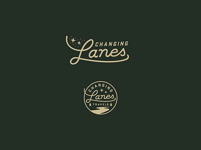 Changing Lanes Travels badge logo logomark patch script travel typography vintage