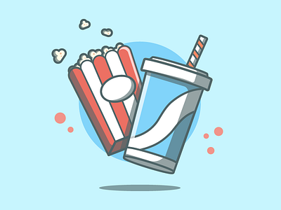 Popcorn + soda = ? 😀 dribbble dribbbler drink flat icon illustration illustrator lineart minimal movie shots vector