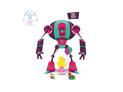 Free Hugs bot character design collection free hugs robot t shirt