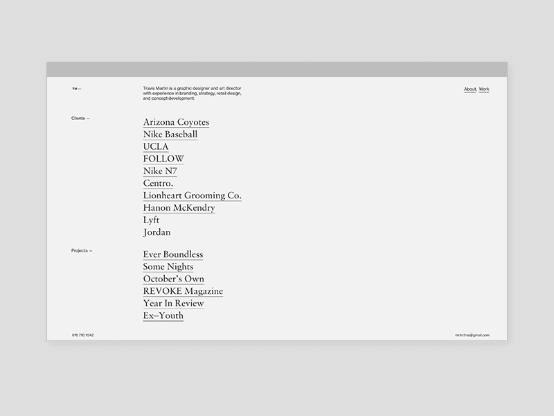 ™ branding brutalist digital list monochrome neue haas grotesk portfolio sabon trend tumblr typography website