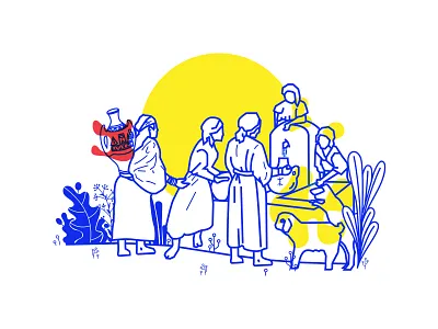 Hi Dribbble amazigh character girl illustration kabyle lineart source sun water