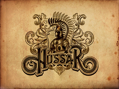 Hussar Logotyp engraving hussar lettering logo logotyp