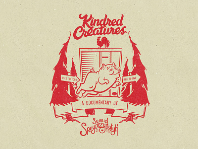 Kindred Creatures Poster animal badge crest design farm farm animals illustration illustrator logo outdoors pig trees