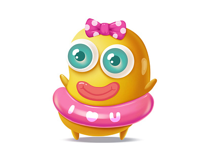 Fans bow cartoon chibi eyes girl happy love mouth peas pink smile yellow
