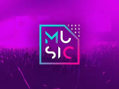 Music Conference Logo Concept branding design dj duotone festival geometric graphic logo magenta music neon purple