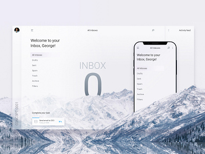 C0NC3PT 0001 app background image client design tags fluent design hybrid app inbox iphonex mail minimal saturated hills