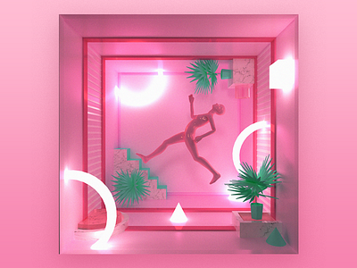 Run 3d abstract color material matte object render simple